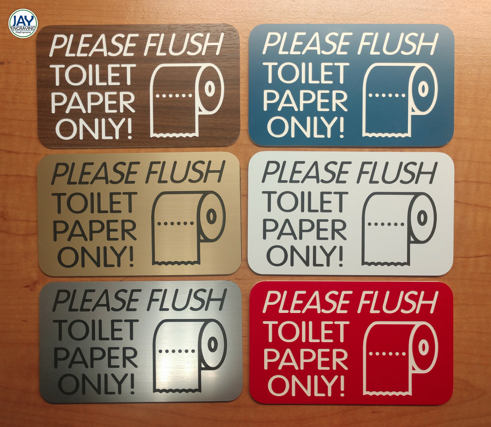 PLEASE FLUSH TOILET PAPER ONLY Engraved 3" x 5" Bathroom Sign Plaque Septic Tank