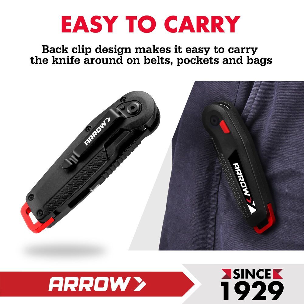 ARROW Utility Knife Quick Change Box Cutter Speed Release Folding Knife 14 Blade