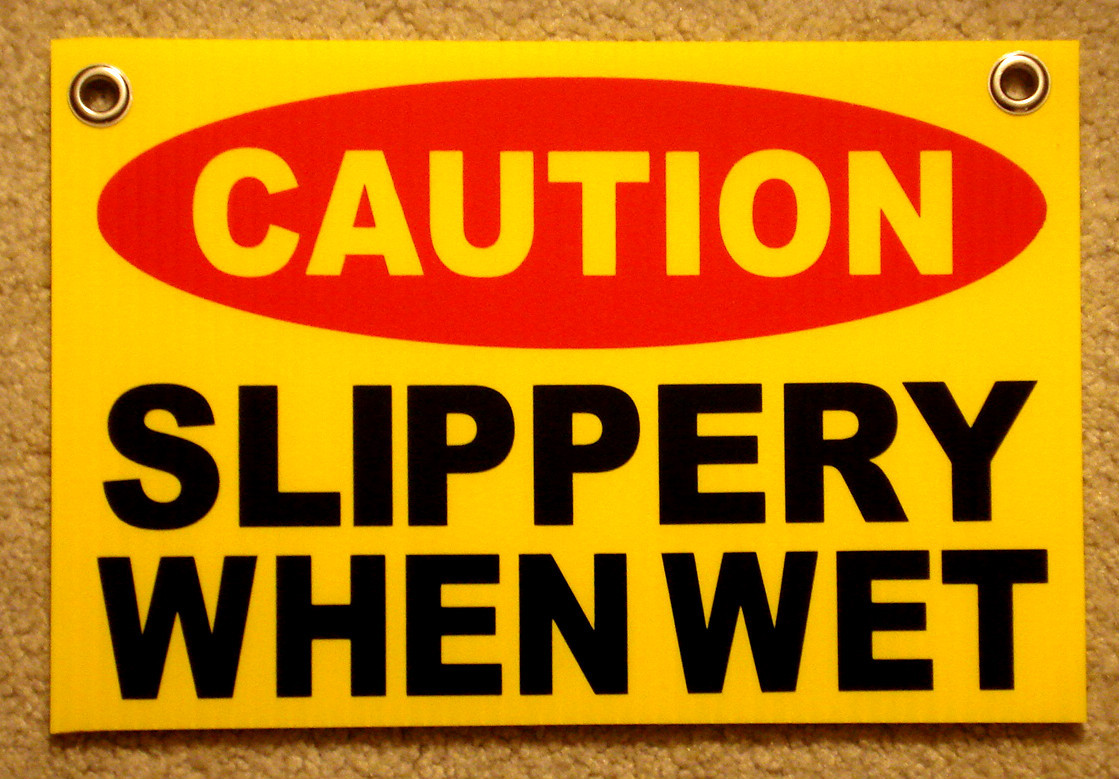 CAUTION SLIPPERY WHEN WET  Plastic Coroplast Sign 8"X12" w/Grommets  25% OFF 3!
