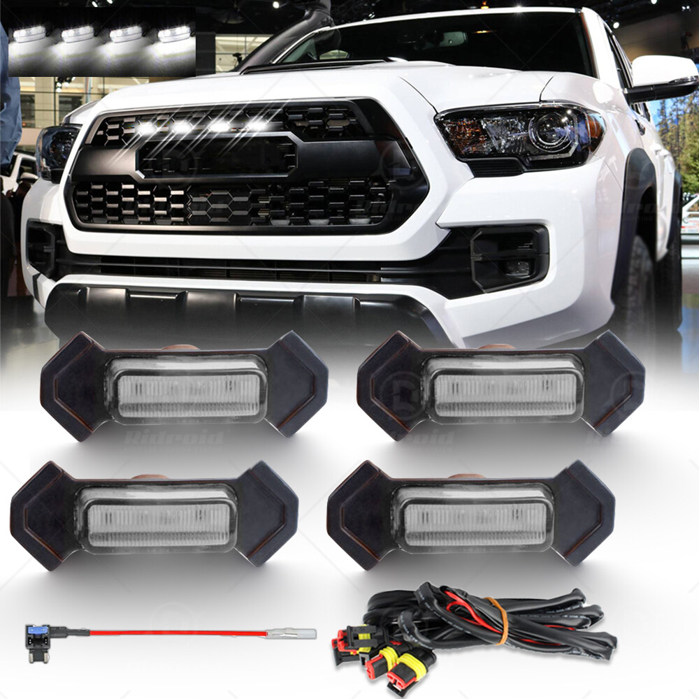 4x TRD Pro Raptor Style White Lens LED Grille Light For 2016-2021 Toyota Tacoma