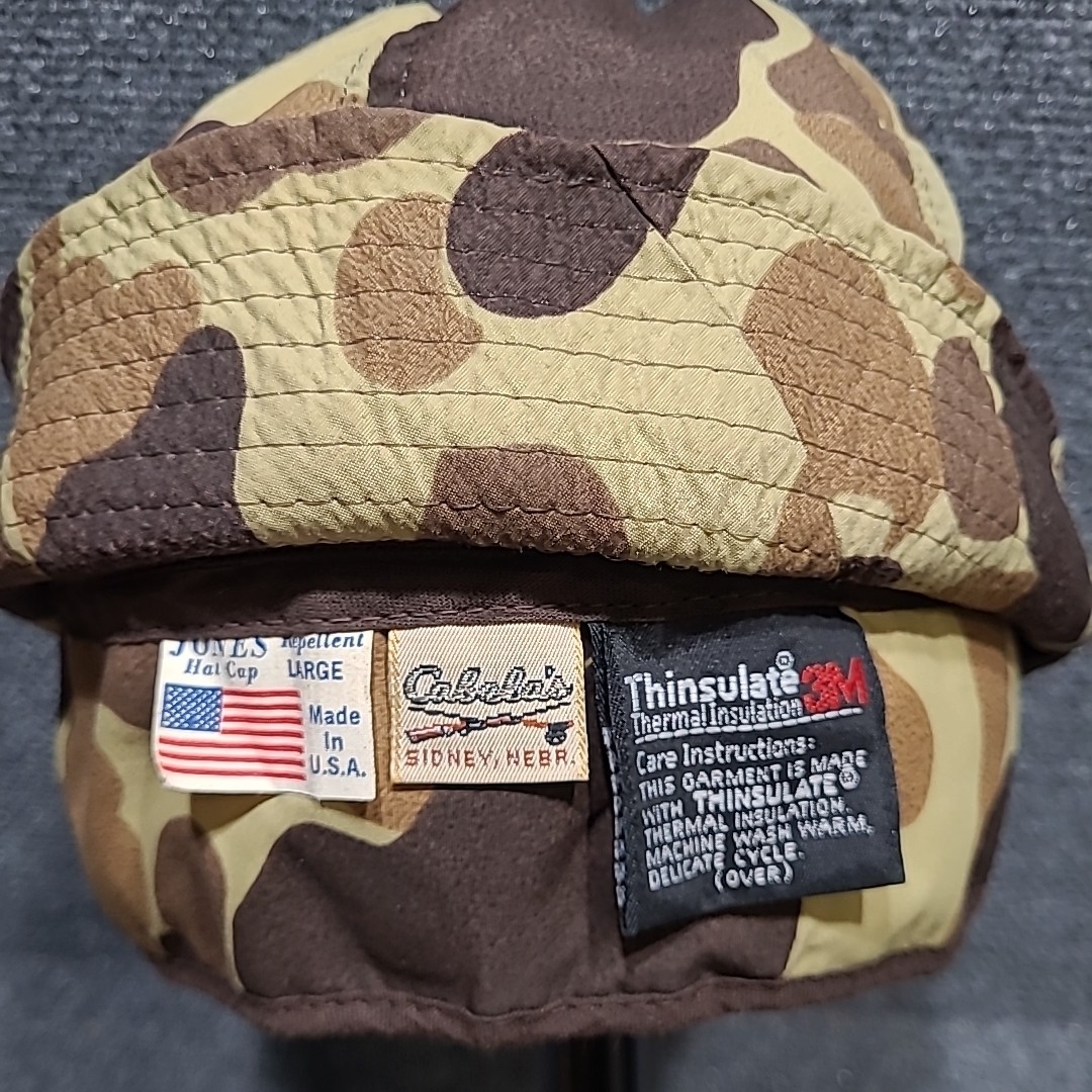 Vintage 80s Cabelas Thinsulate Insulated Brown Camo Bucket Hat Large USA