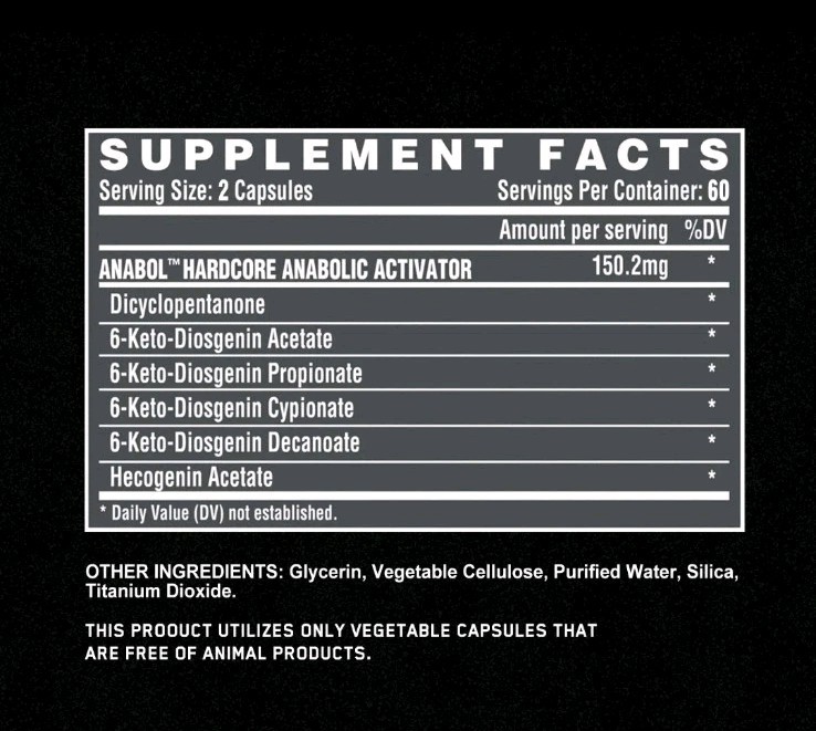 Anabol Hardcore Advanced Bodybuilding Supplement | 60 Capsules | Energy Support