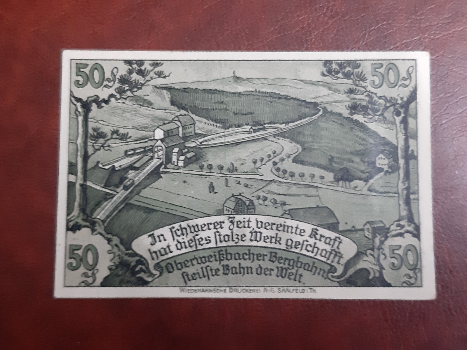 OBERWEISSBACH NOTGELD 50 PFENNIG 1921 EMERGENCY MONEY GERMANY BANKNOTE (20238)