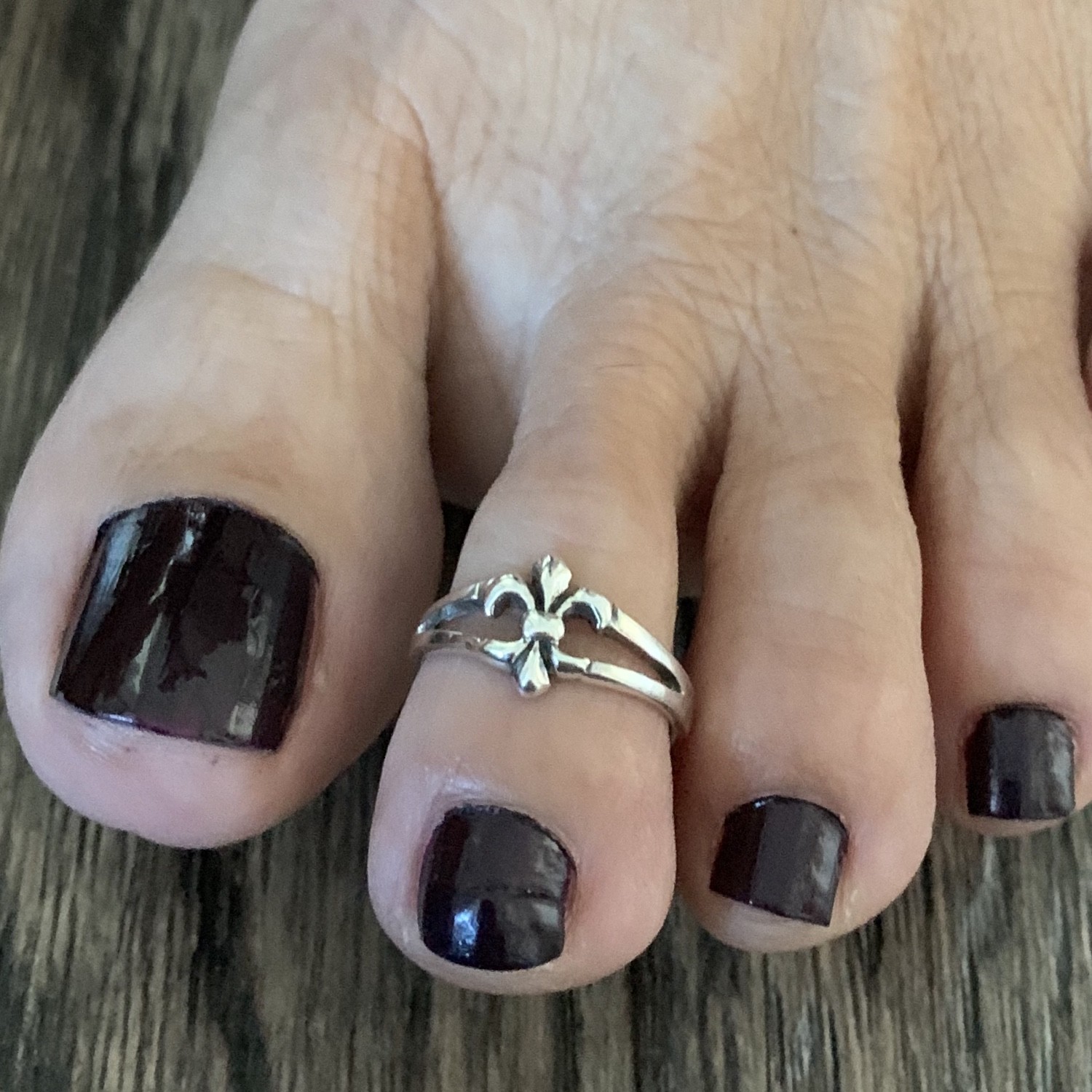Sterling Silver Fleur De Lis Toe Ring, Silver Rings, Flower Ring, Saints Ring