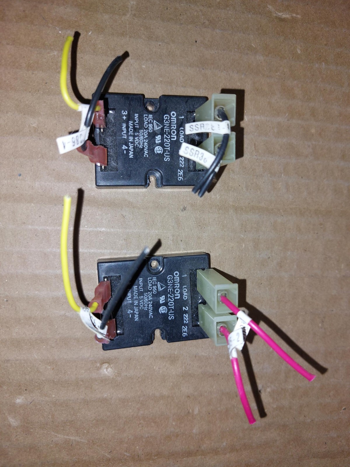 (2) OMRON G3NE-220T-2-US-12DC Solid State Relays