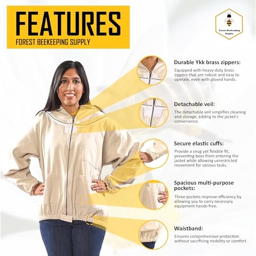 Bee Jacket with Veil - Natural Canvas Bee Suit Jacket with Elastic X-Large