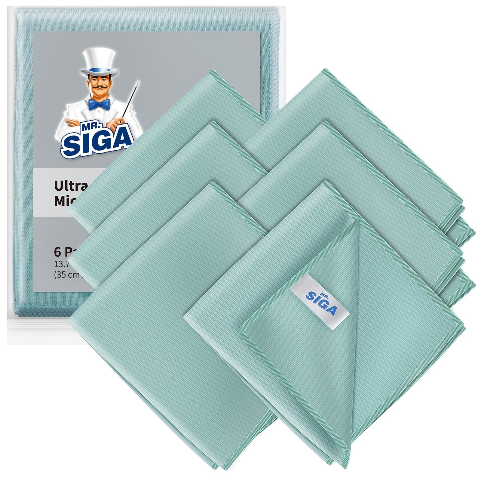 Ultra Fine Microfiber Cloths for Glass, Window, Mirror, Pack of 6