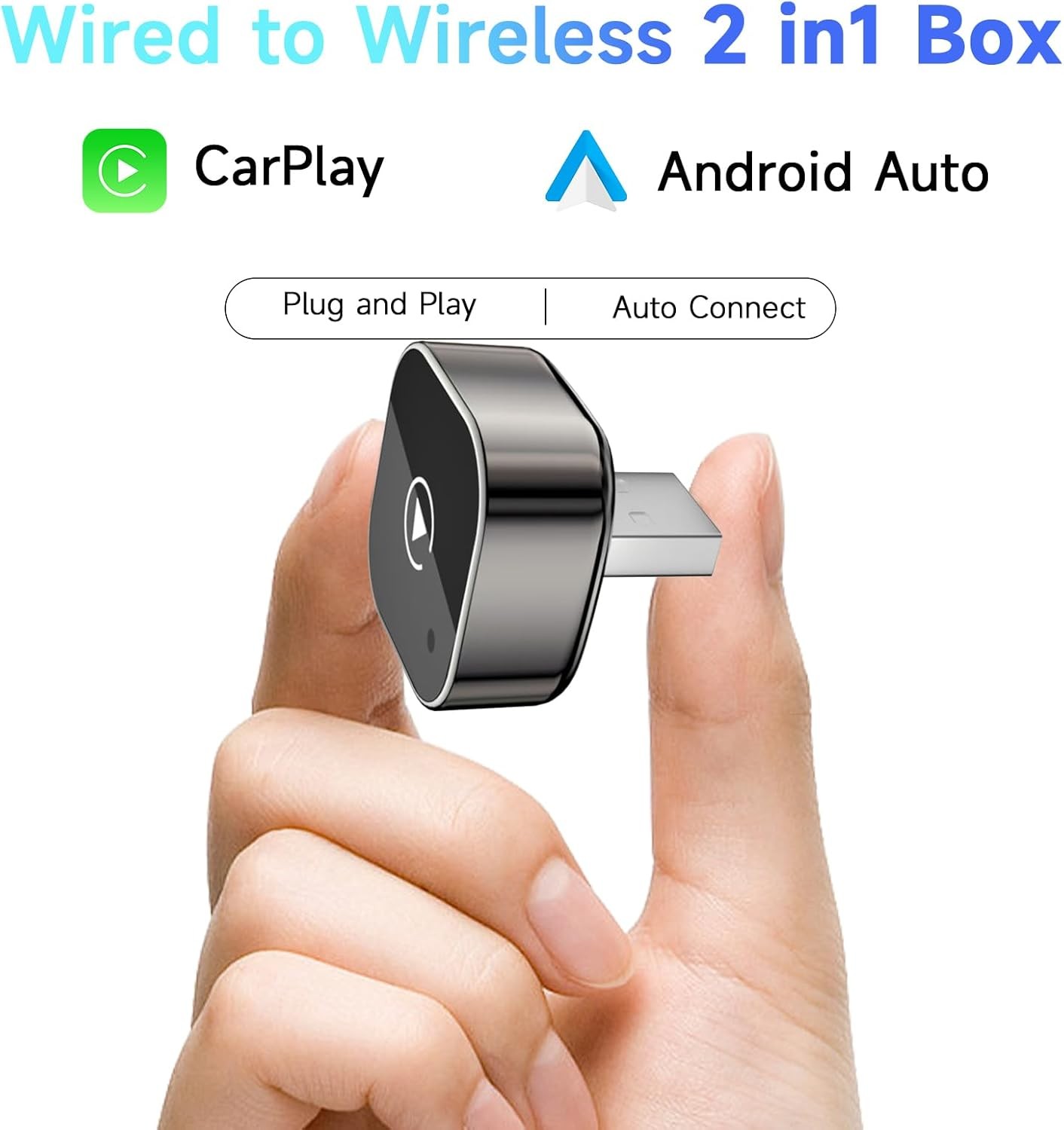 Wireless CarPlay/Android Adapter, Convert Wired to Wireless, Plug & Play, Stable