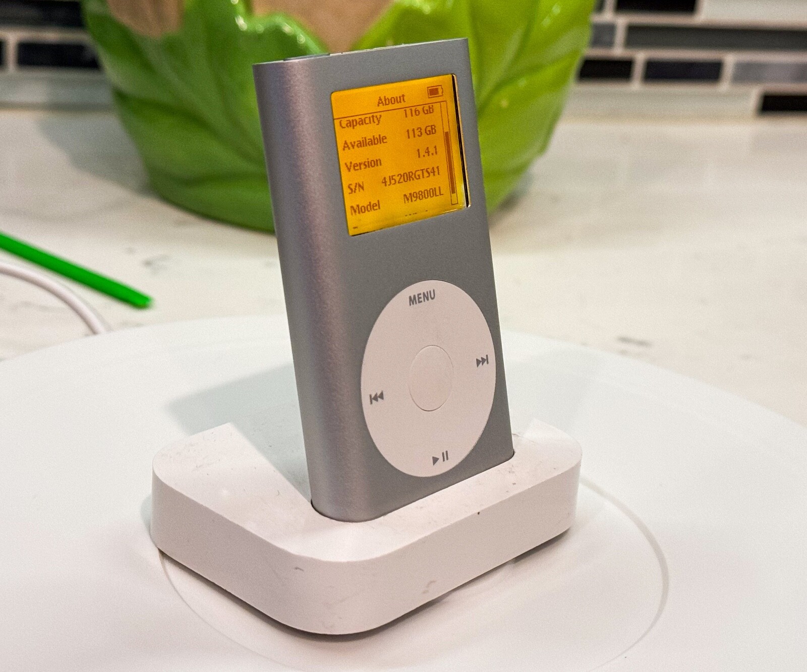 Heavily Modded Mint Silver iPod Mini 2nd Gen - Orange Backlight, Taptic, 256GB