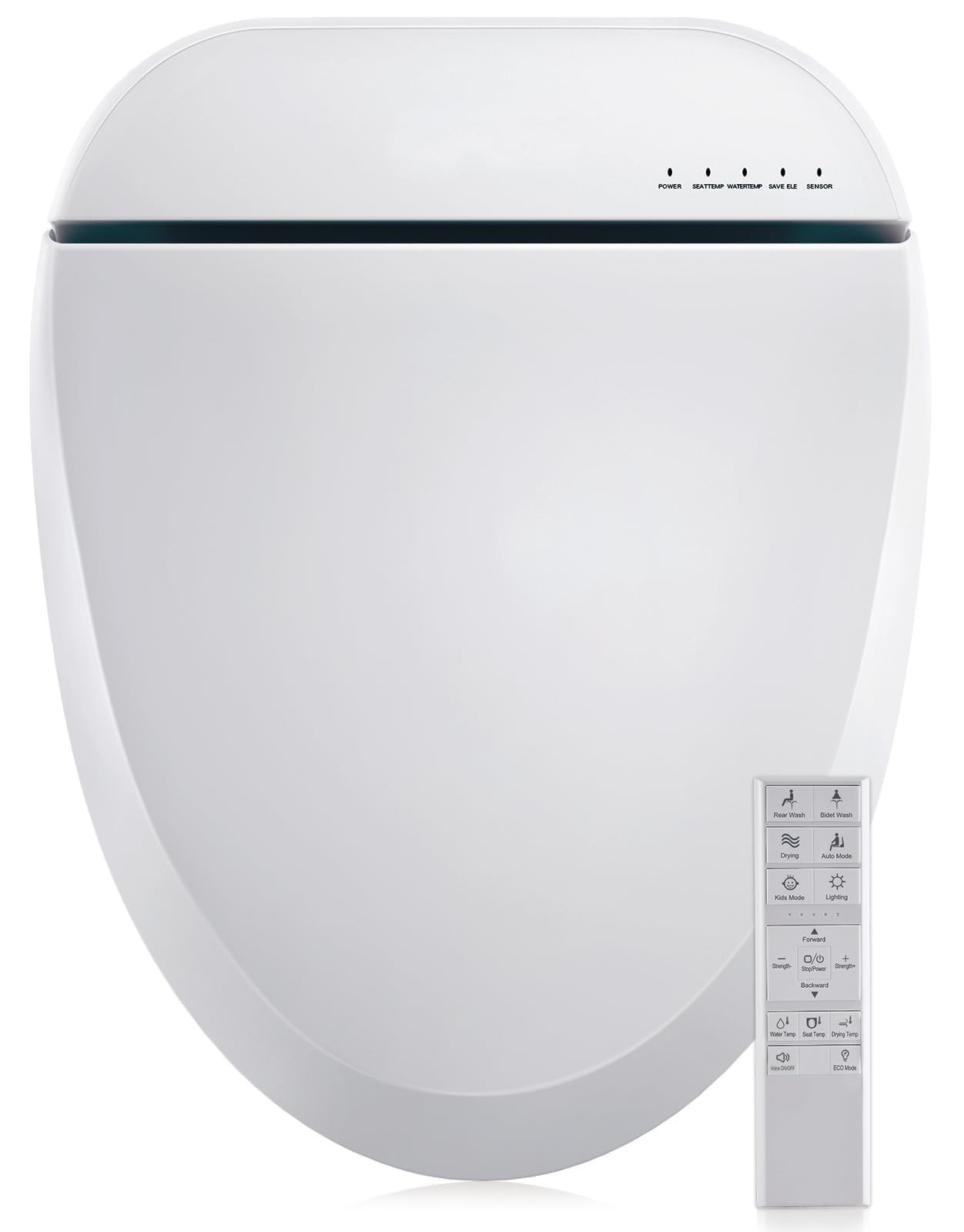 Electronic Bidet Toilet Seat 102S-W with Heated Remote Control Turbo Wash &