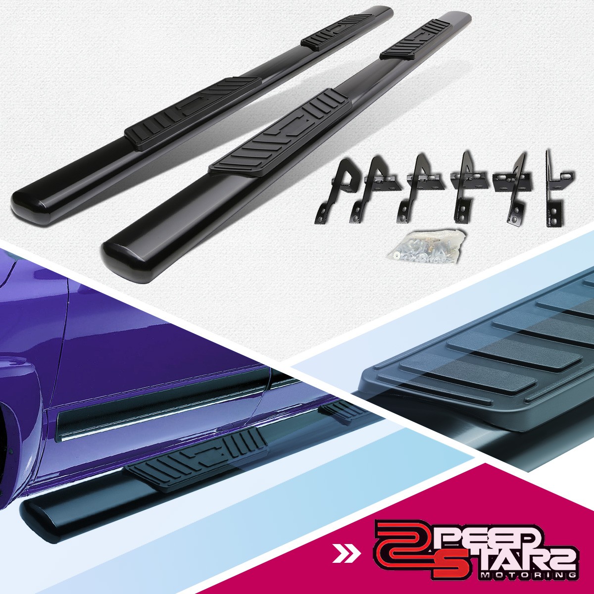 FOR 09-14 FORD F150 SUPERCREW CAB BOLTON 5" BLACK COATED OVAL STEP NERF BAR/RAIL
