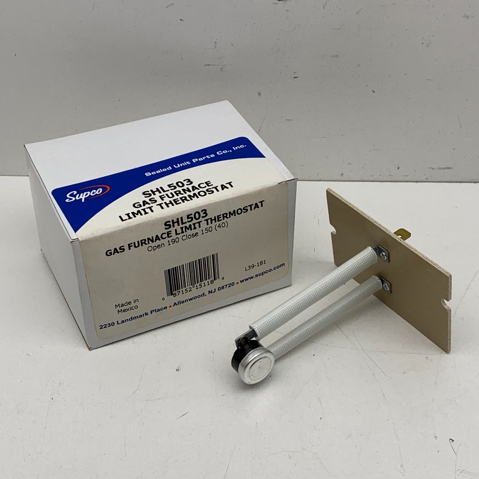 Supco SHL503 Gas Furnace Limit Thermostat Open 190°F, Close 150°F