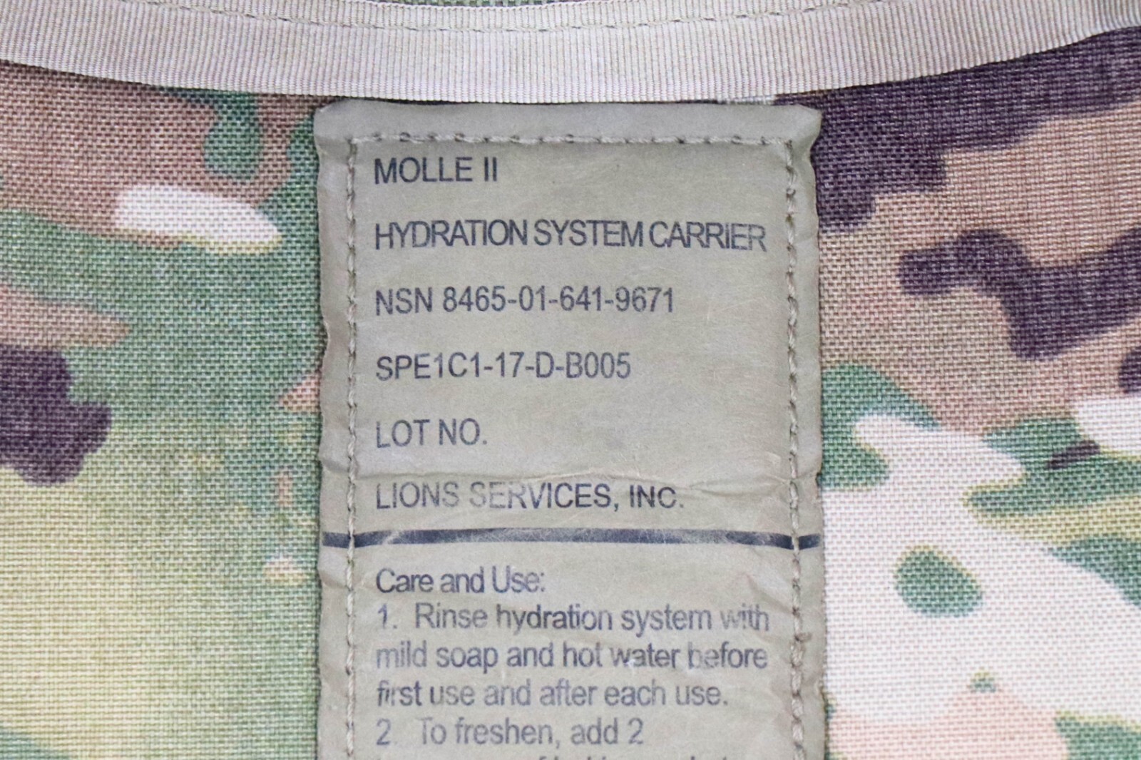 US Army OCP Multicam Molle II Hydration System Carrier Water Backpack No Bladder