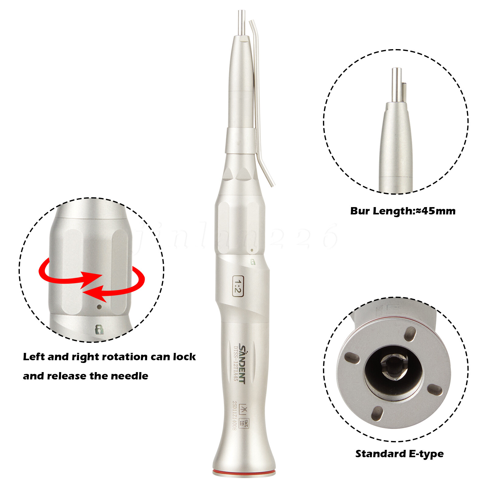 1:2 Surgical Straight Handpiece Attachment NSK SGS-E2S E-type ENT Neuro Dental