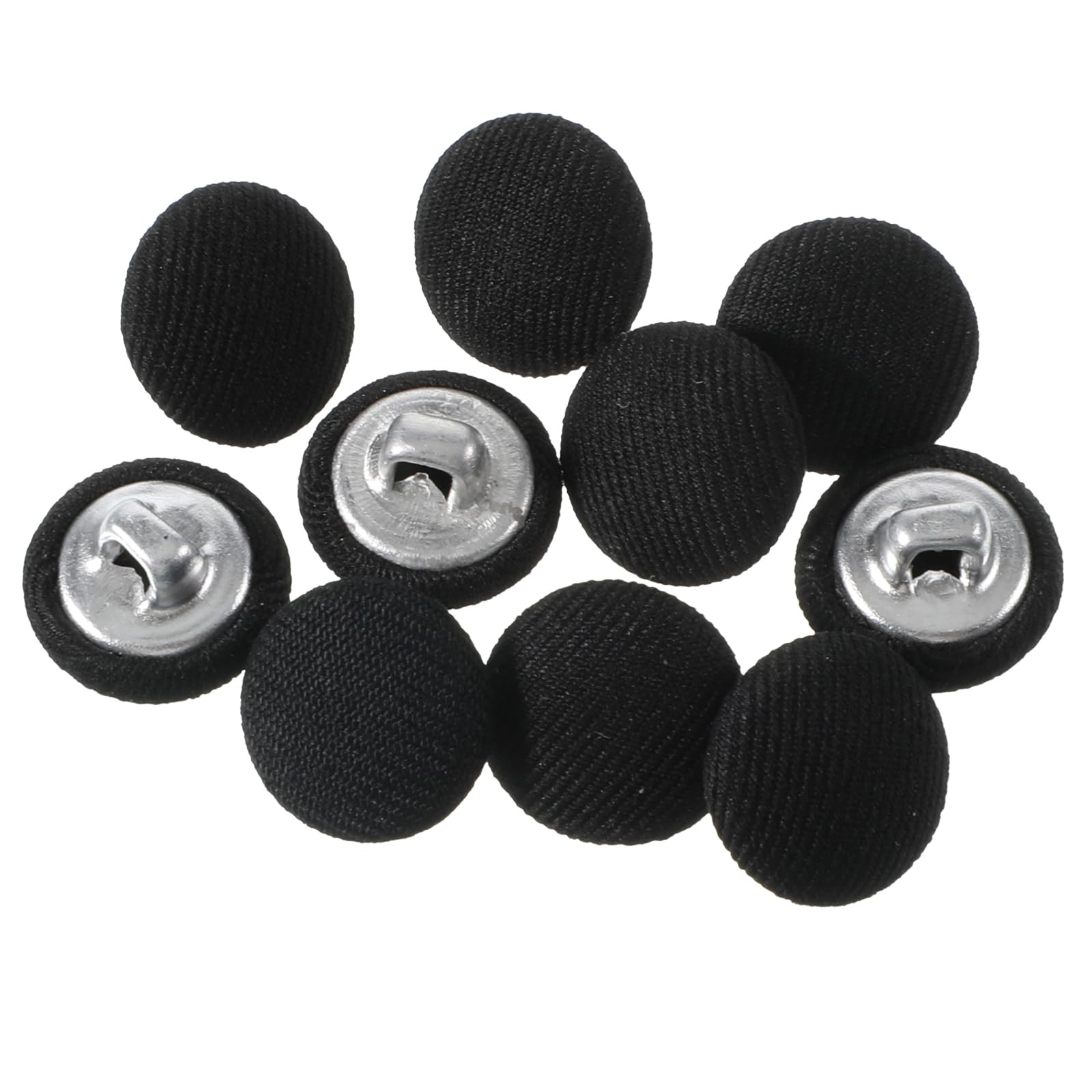 10Pcs 20mm Black Fabric Buttons Cloth Covered for Sewing 20mm,