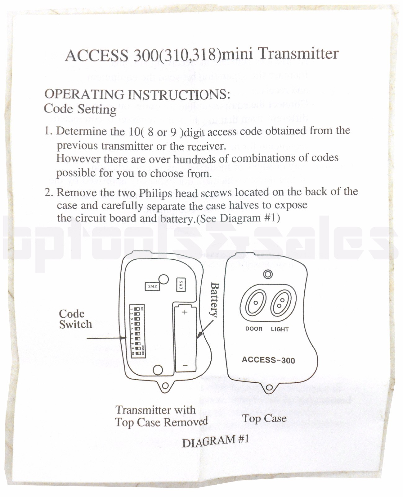 8 Digit Code Mini Remote Control Garage Door/Gate Transmitter w/ Mini Flashlite