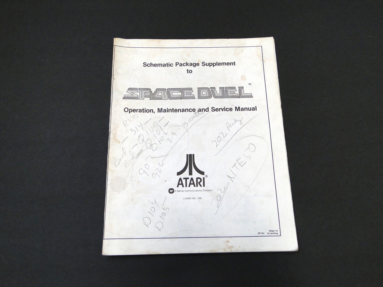 Vintage 1982 Atari: Space Duel Arcade Operation, Maintenance and Service Manual