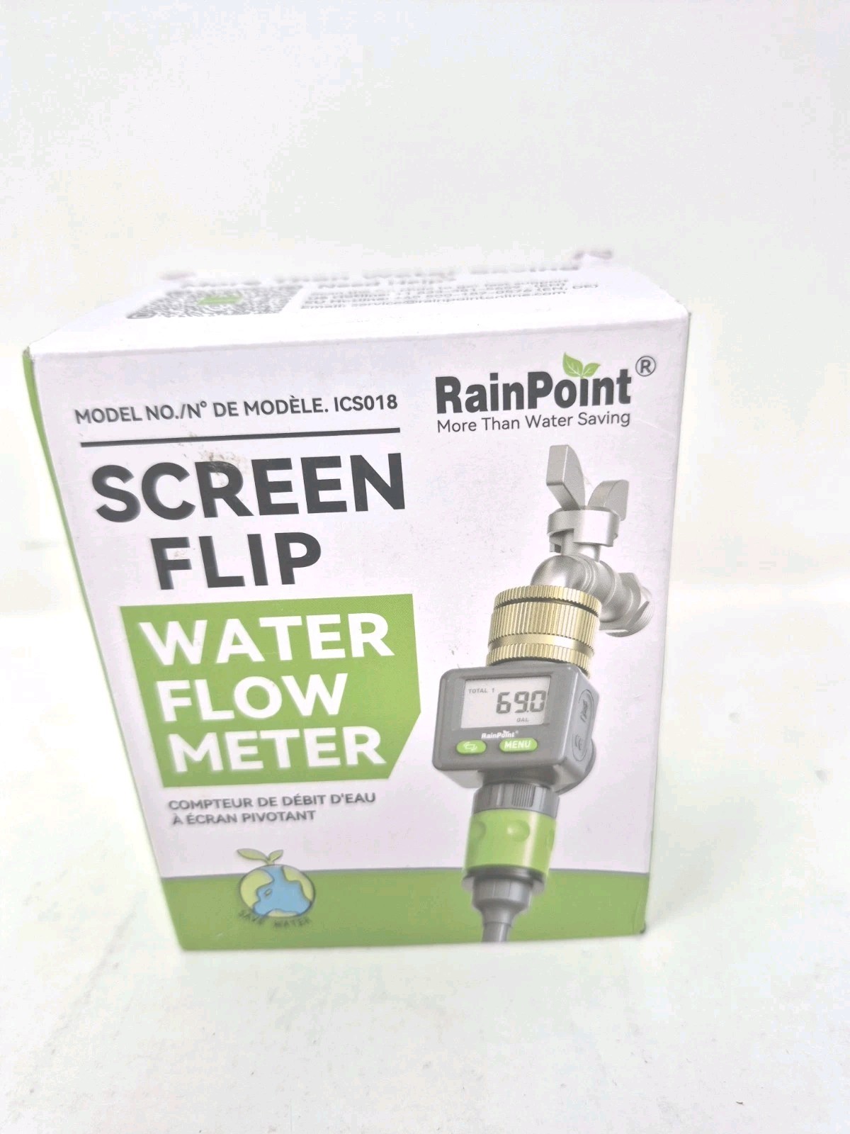 RainPoint Water Flow Meter , Screen-Flip Water Meter ICS018 - Open Box