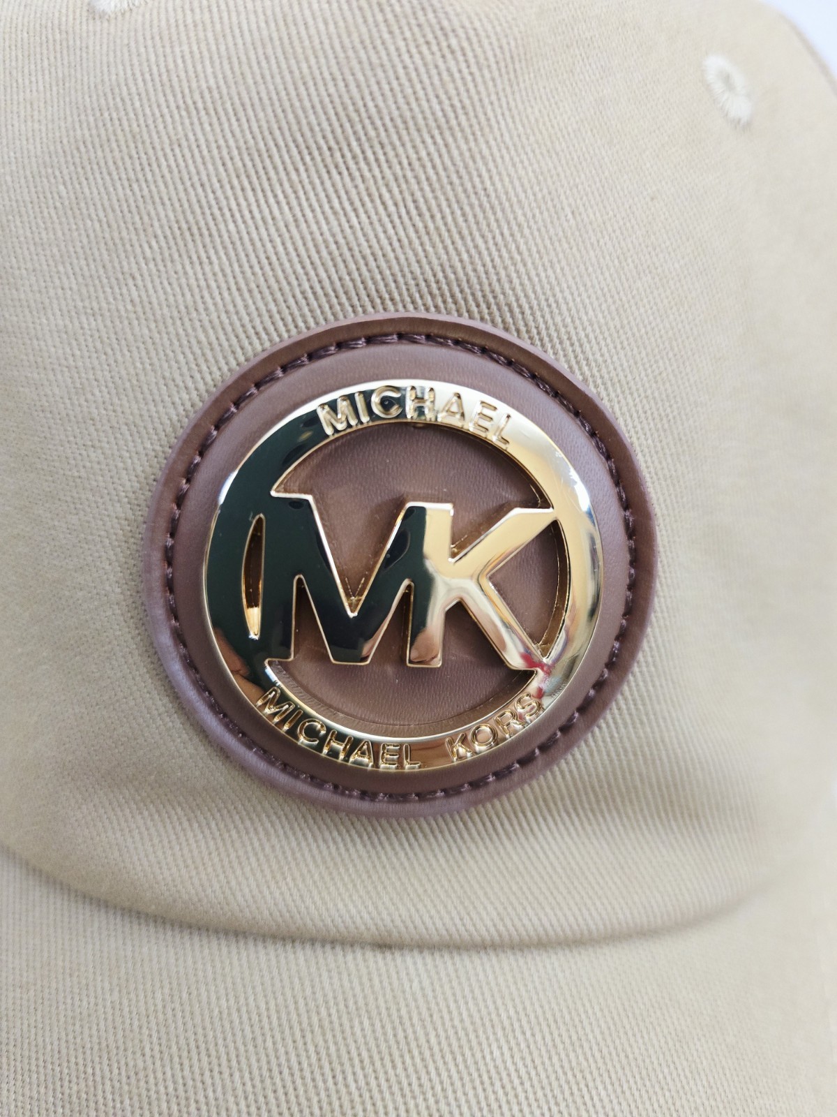 Michael Kors Khaki Brown MK Logo Baseball Cap Hat Adjustable OS NWT $68