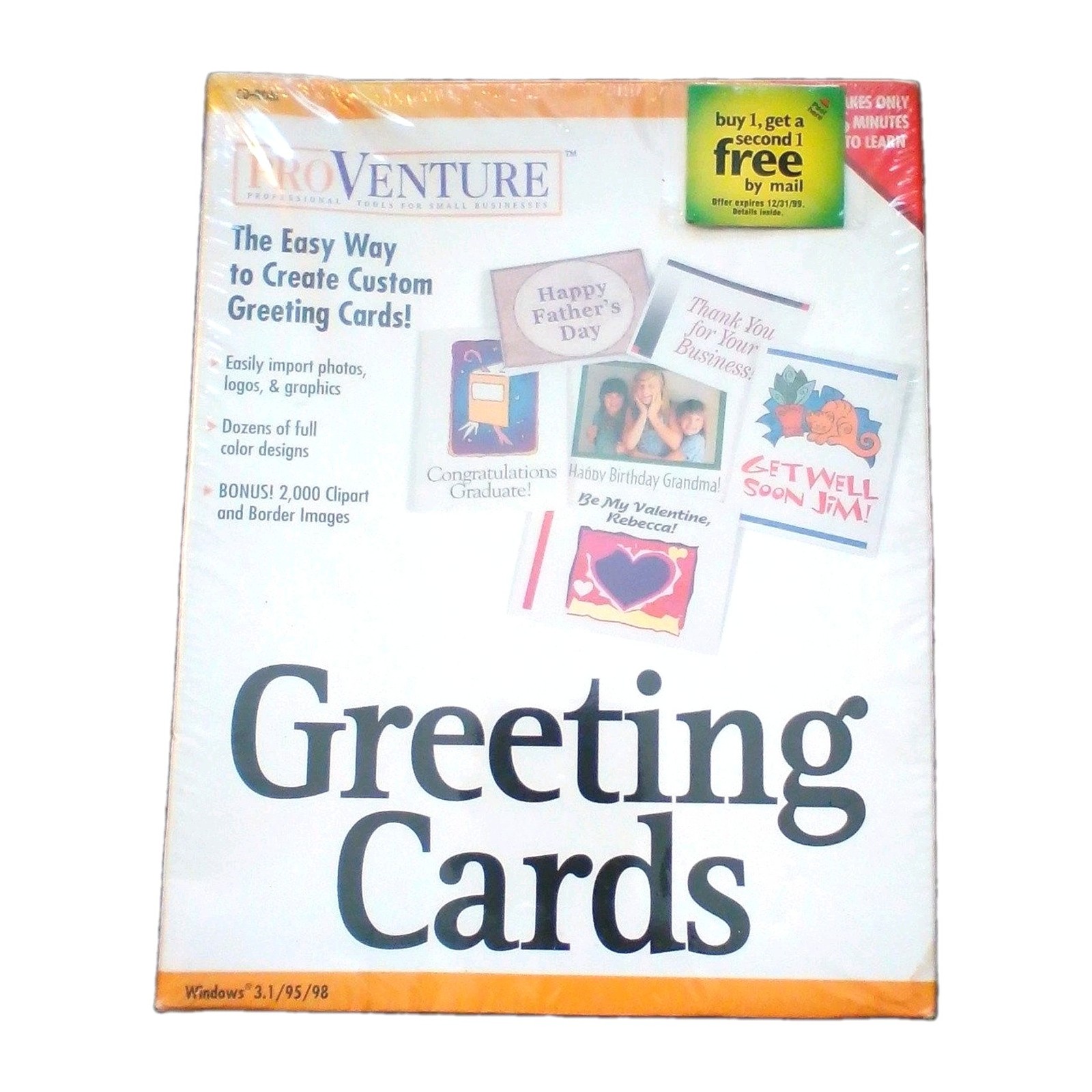 ​PROVENTURE GREETING CARDS PC WINDOWS CD SOFTWARE NEW SEALED VINTAGE CLIPART DIS