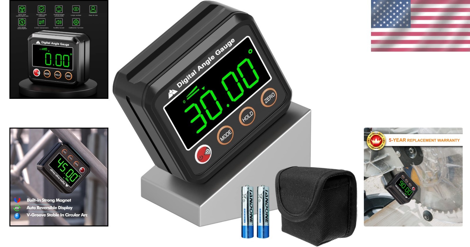 High-Accuracy Mini Digital Level Protractor with Backlit Display & Magnetic Base