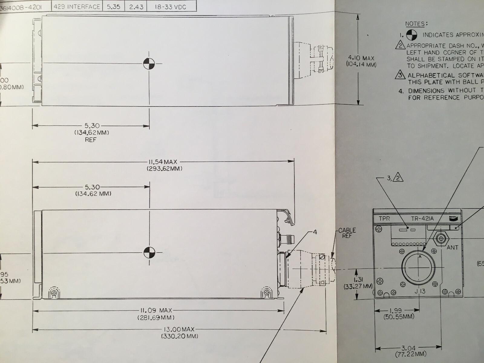 Bendix TRS-42A Transponder System install manual, covers TR-421B & CD-422B