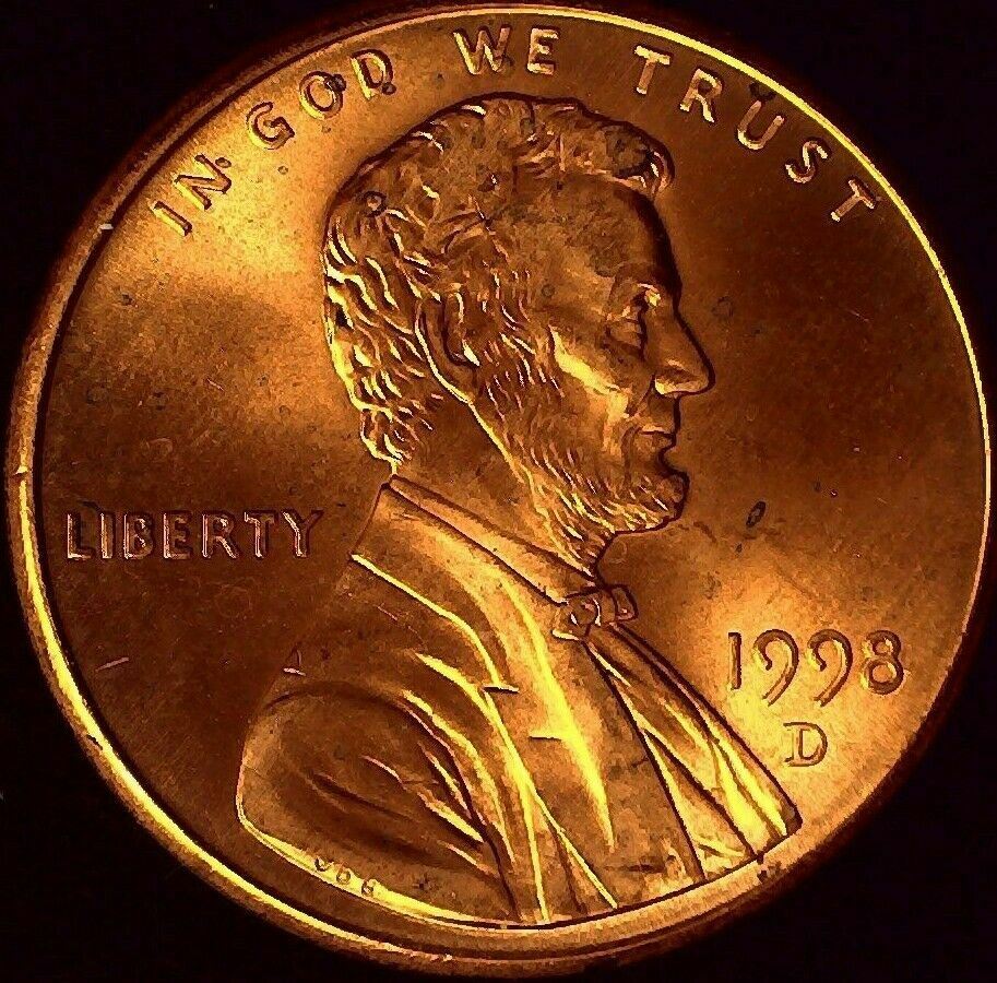 1998-P Lincoln Memorial Cent - RED GEM BU UNCIRCULATED - Free Shipping