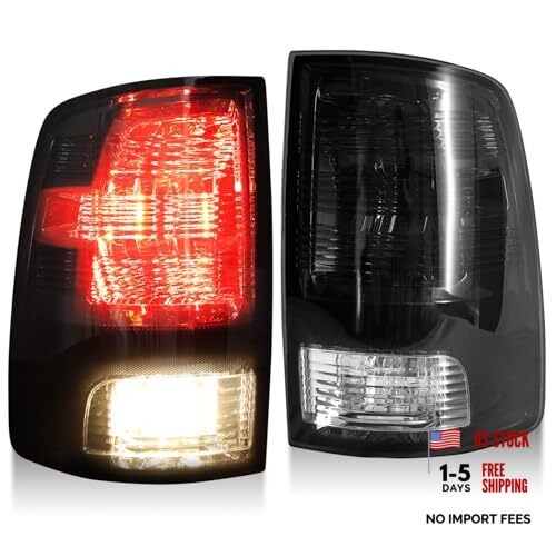 Black Smoked Tail Lights w/Bulbs for Dodge Ram 2009-2018