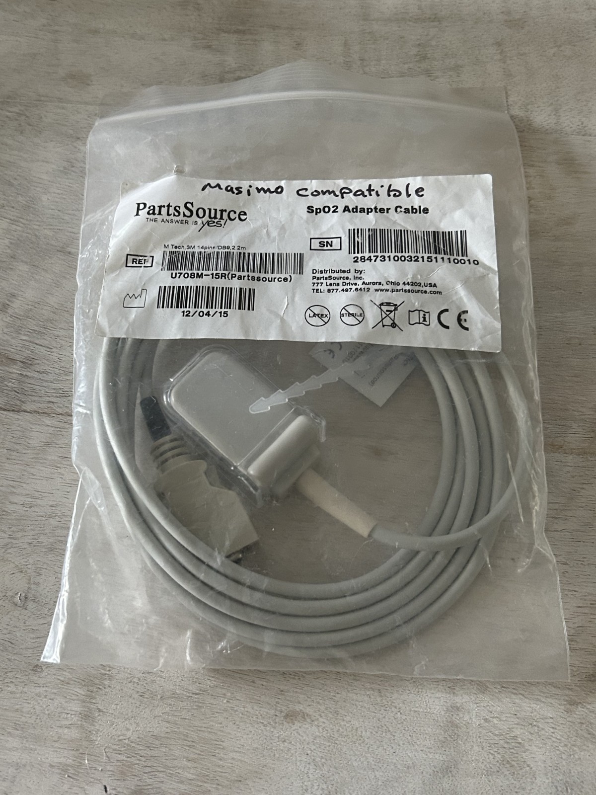 Part Source SpO2 Adapter Cable U708M-15PR
