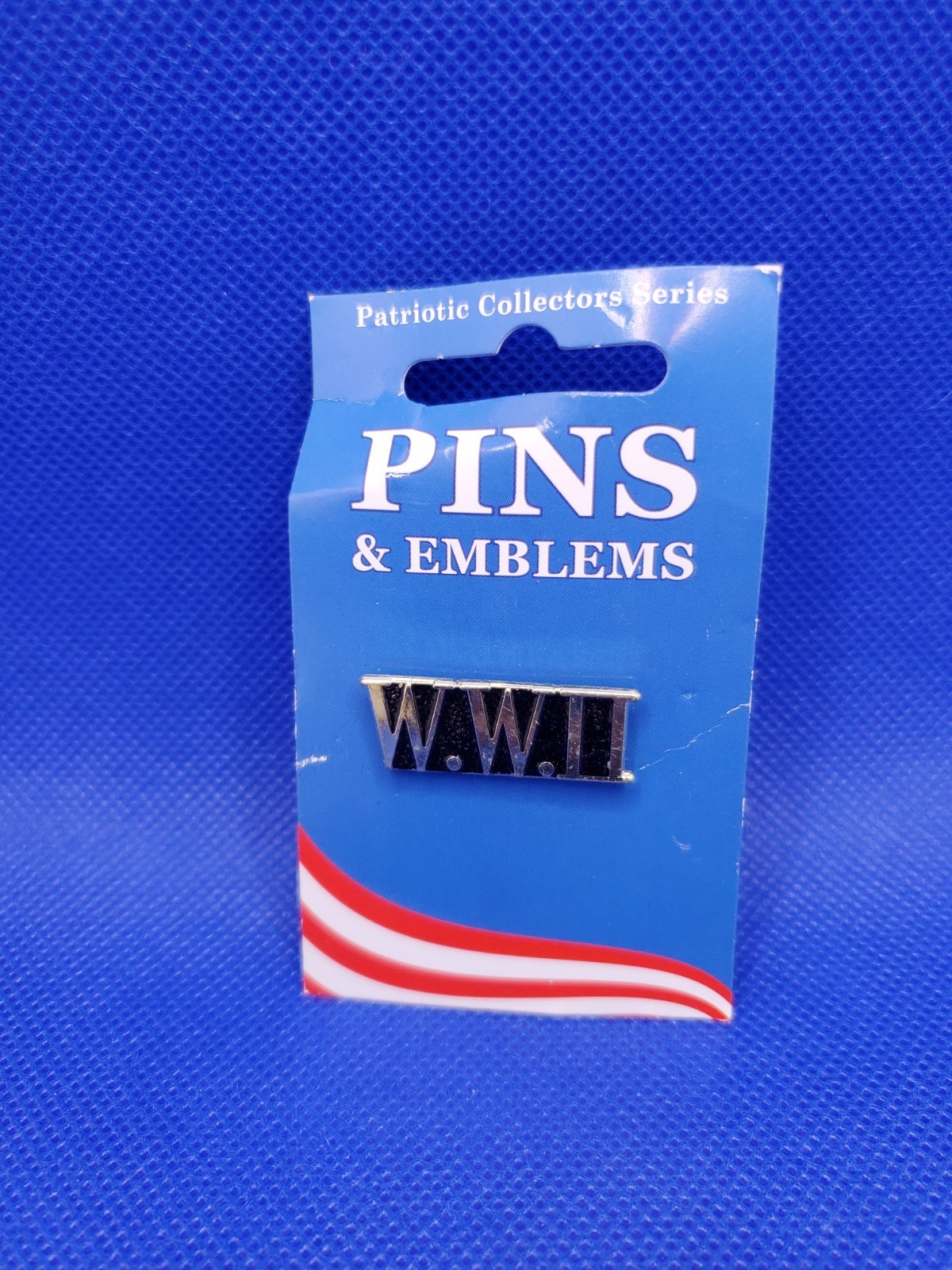 W.W.II Letters Gold Tone Script Lapel Pin Gold Toned Dual Post Clutch Back
