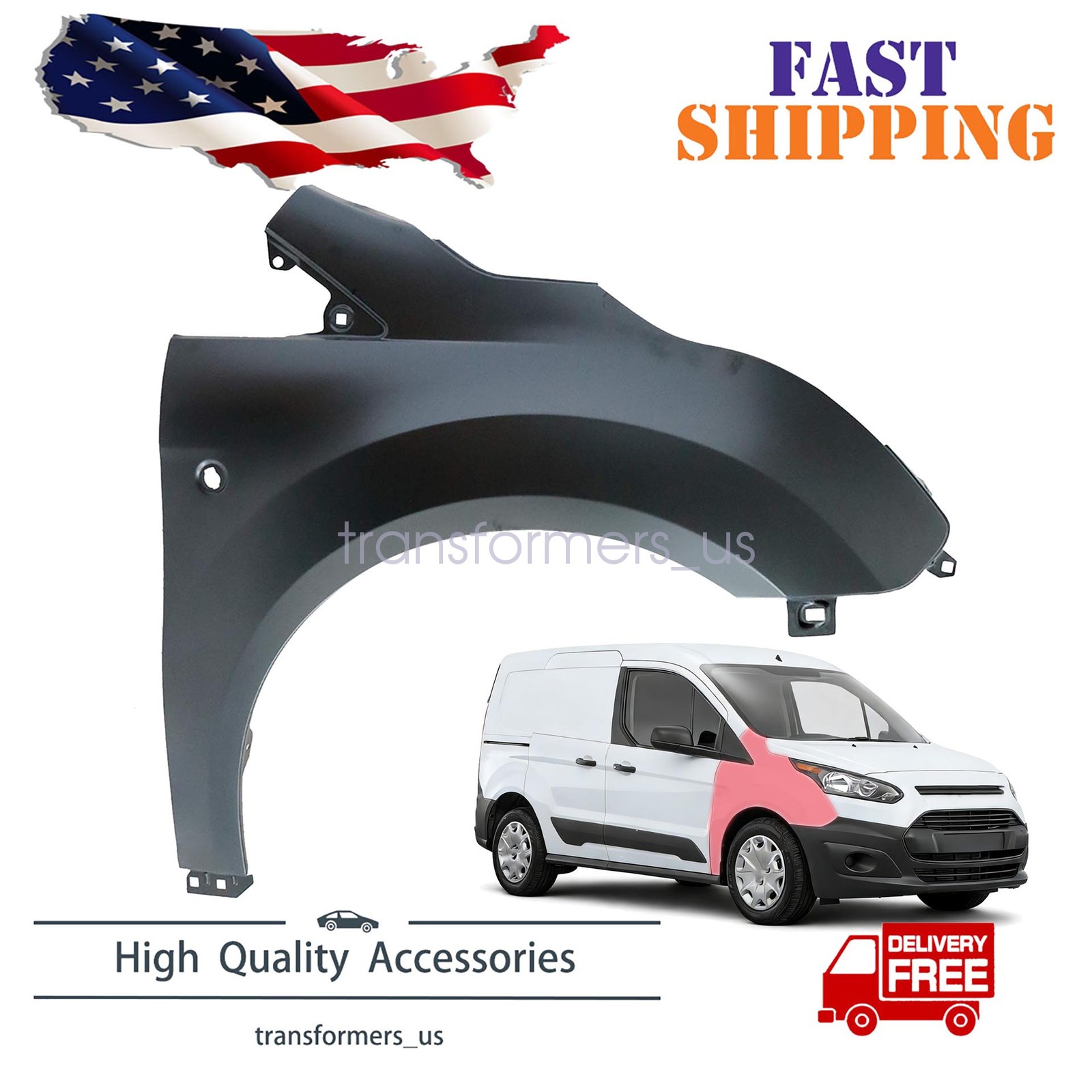 Fender For 2014-23 Ford Transit Connect Front Passenger Side Assembly KT1Z16005A