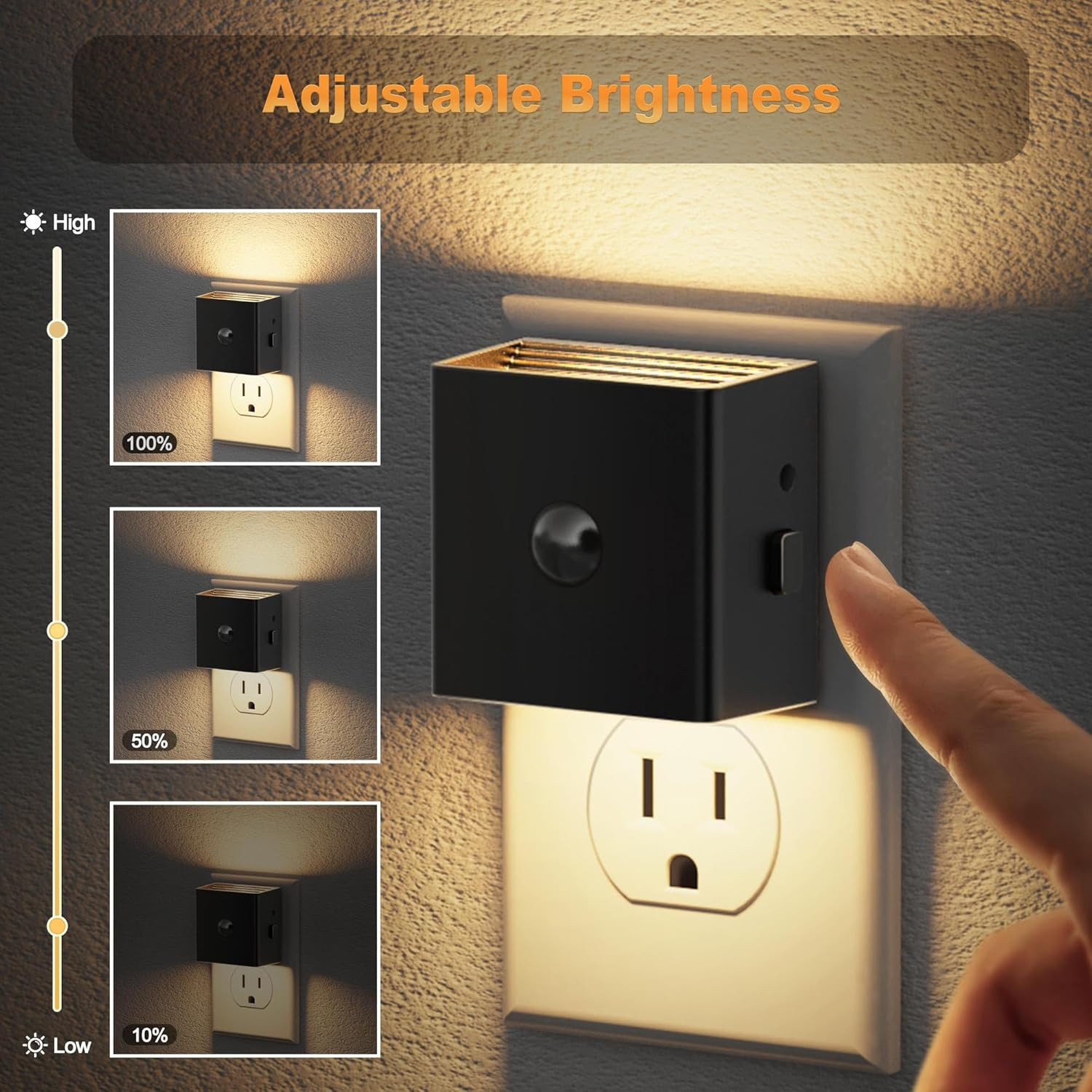 Motion Sensor Night Light, Night Lights Plug into Wall with Adjustable Brightnes