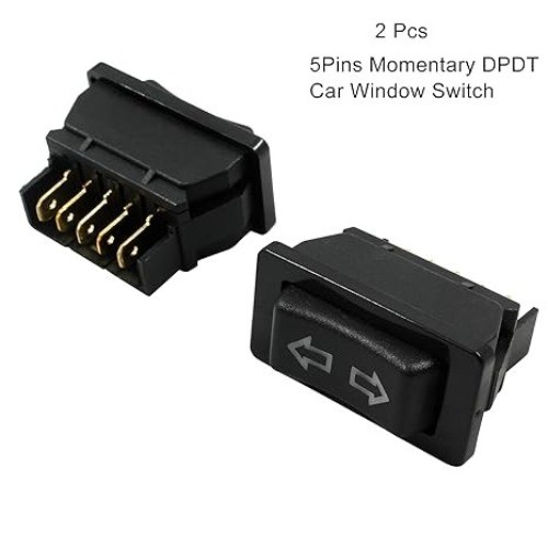 2-Pin Power Window Switch 12V 20A DPDT Momentary Rocker with Blue Indicator Ligh