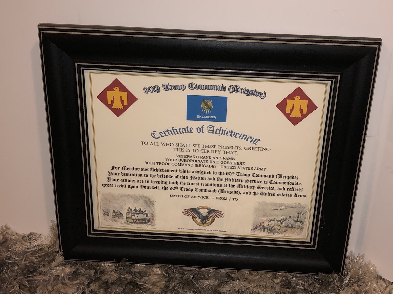 90TH TROOP COMMAND (BRIGADE) - COA / (COMMEMORATIVE CERTIFICATE)