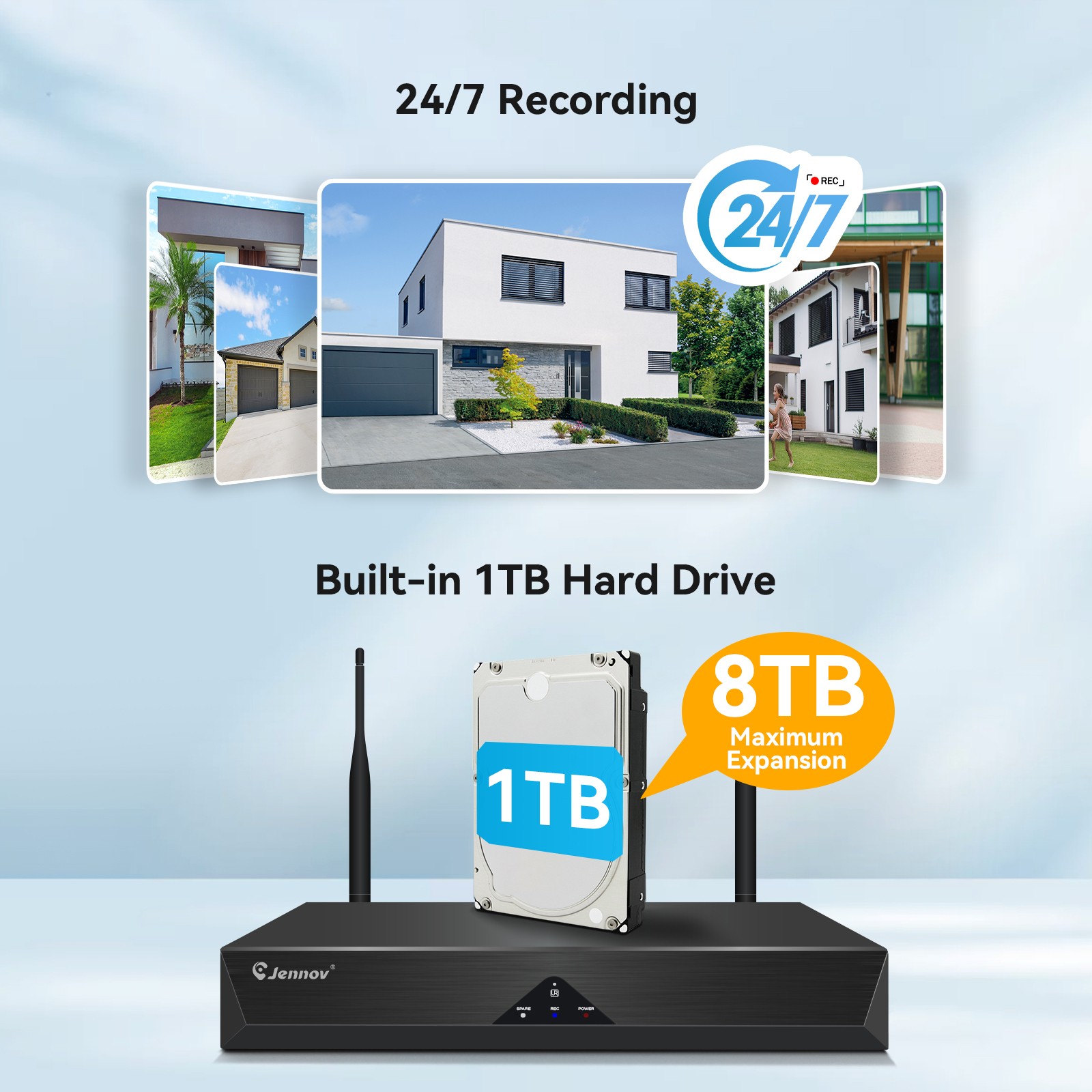 Wireless Security Camera System WIFI PTZ Outdoor Weatherproof Camera 5MP 1TB NVR