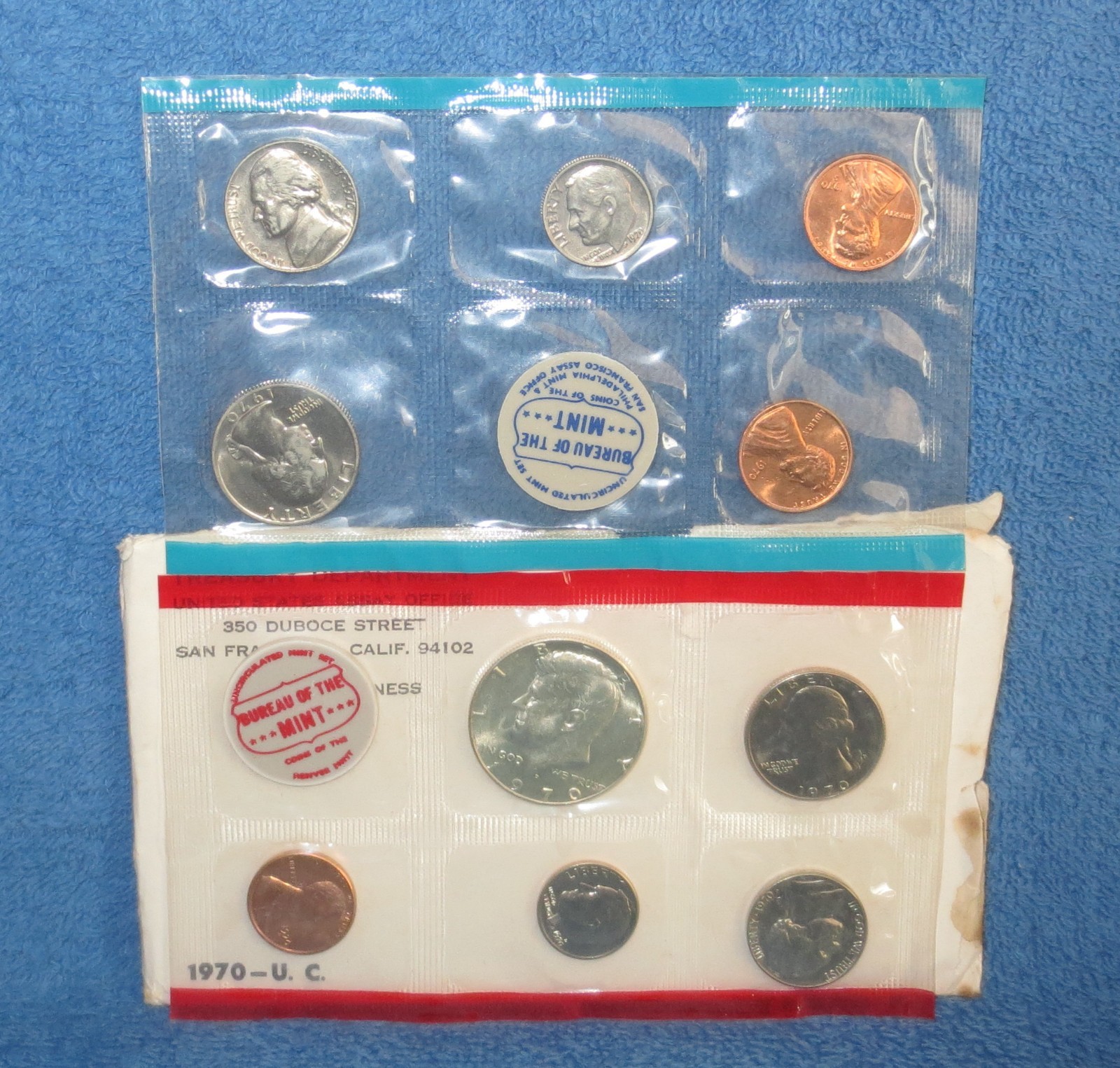 1970-P, D & S uncirculated Mint set with 70-D Kennedy half.