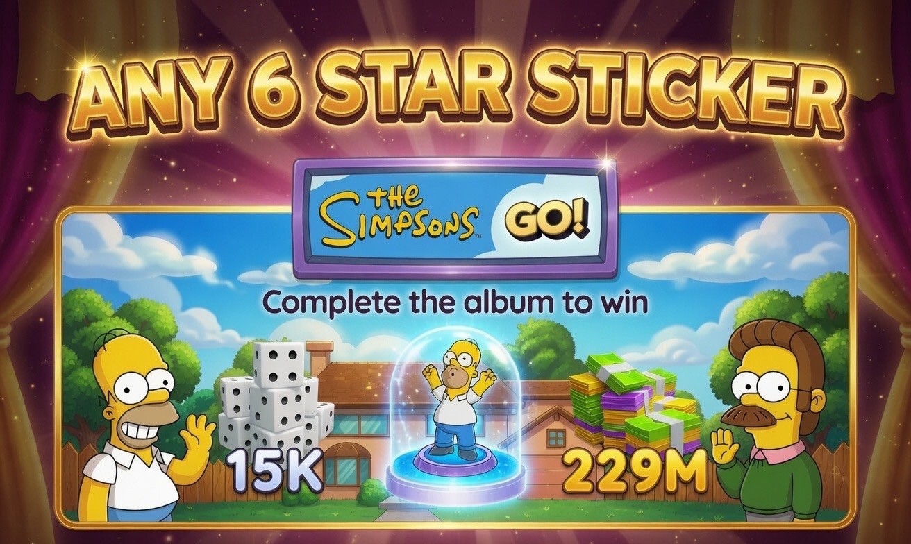 6 ⭐️ Stickers Monopoly Go Album The Simpsons 6 Star... Fast Digital Delivery ⚡️