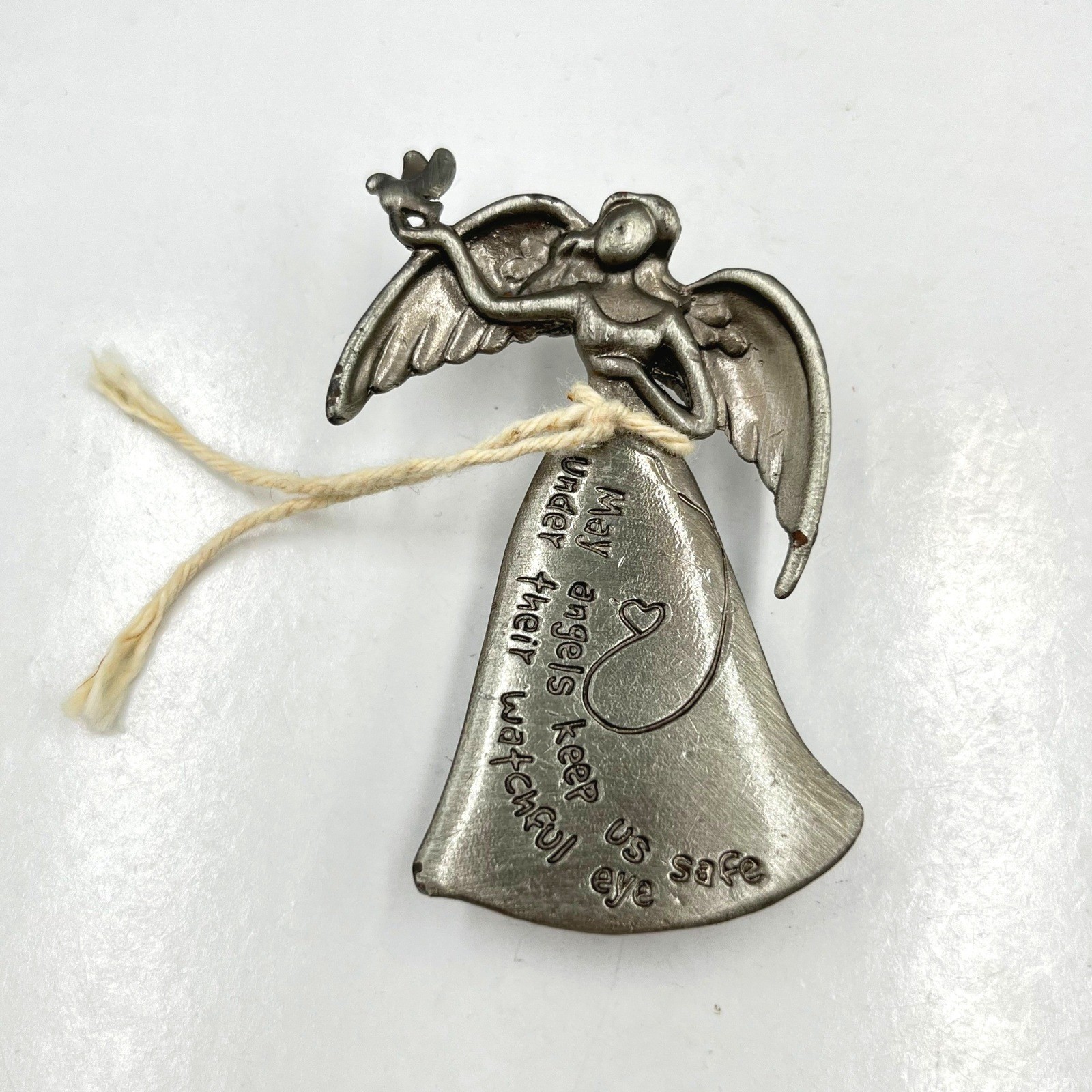 Vintage Pewter Angel Car Visor Clip Guardian Angel Protection Religious Gift