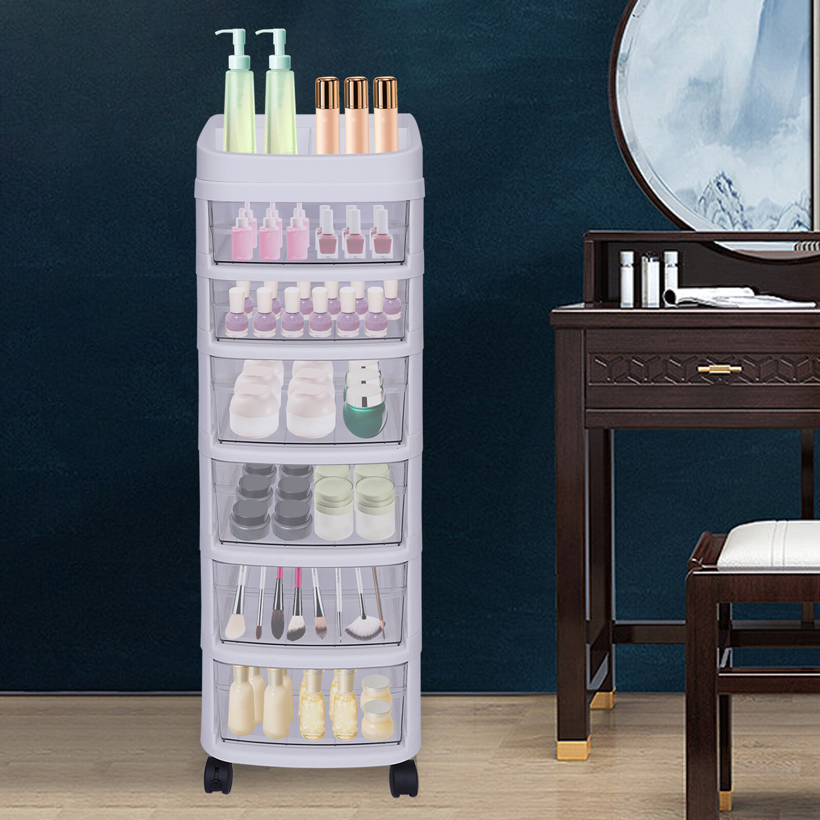 Rolling Storage Utility Cart Kitchen Cart Organizer Shelf Mobile Rack 6 Tier New