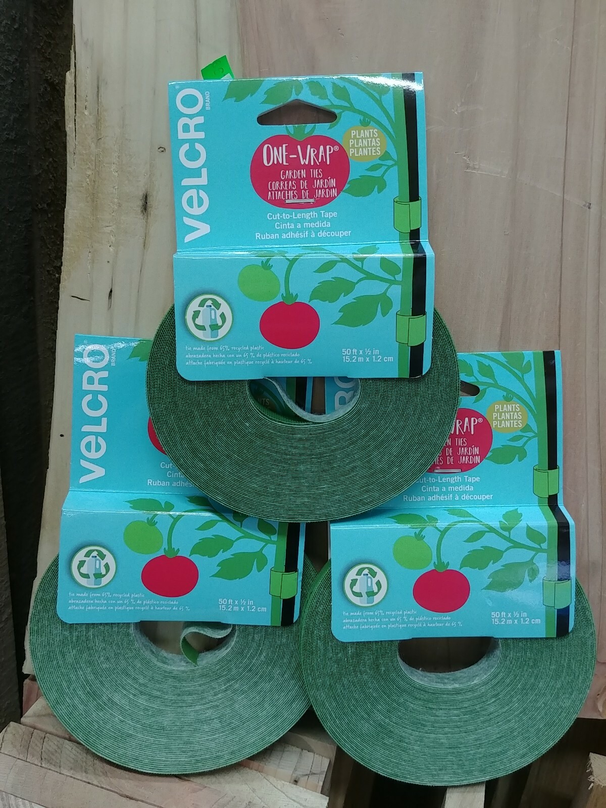 3 Rolls Velcro Green PLANT TIES 50 ft Cut to Length 3 Pack