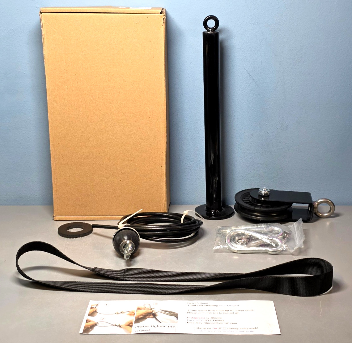 Lat Pull Pully System for Standard Plates -Black, New