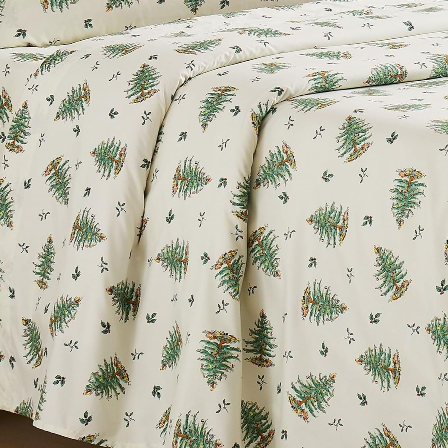 Cozy King Sheet Set with Matching Pillowcases - Christmas Tree Ivory Decor