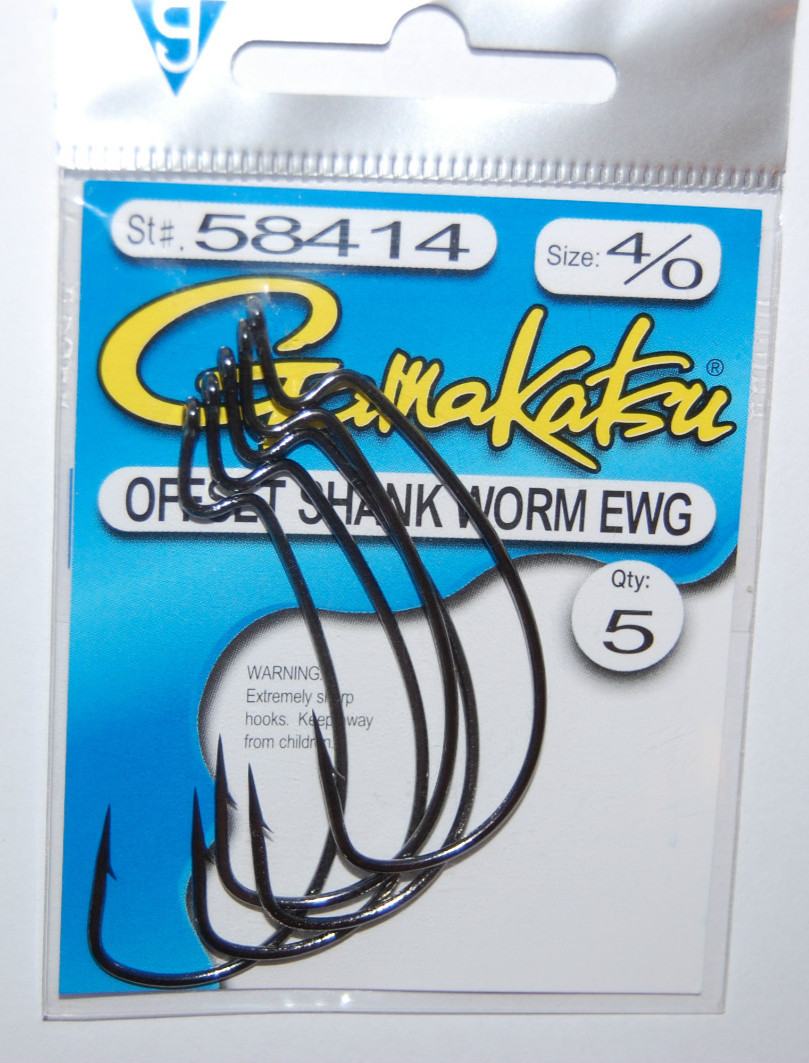 gamakatsu 4/0 offset ewg shank worm tube senko hook  5 pr 58414
