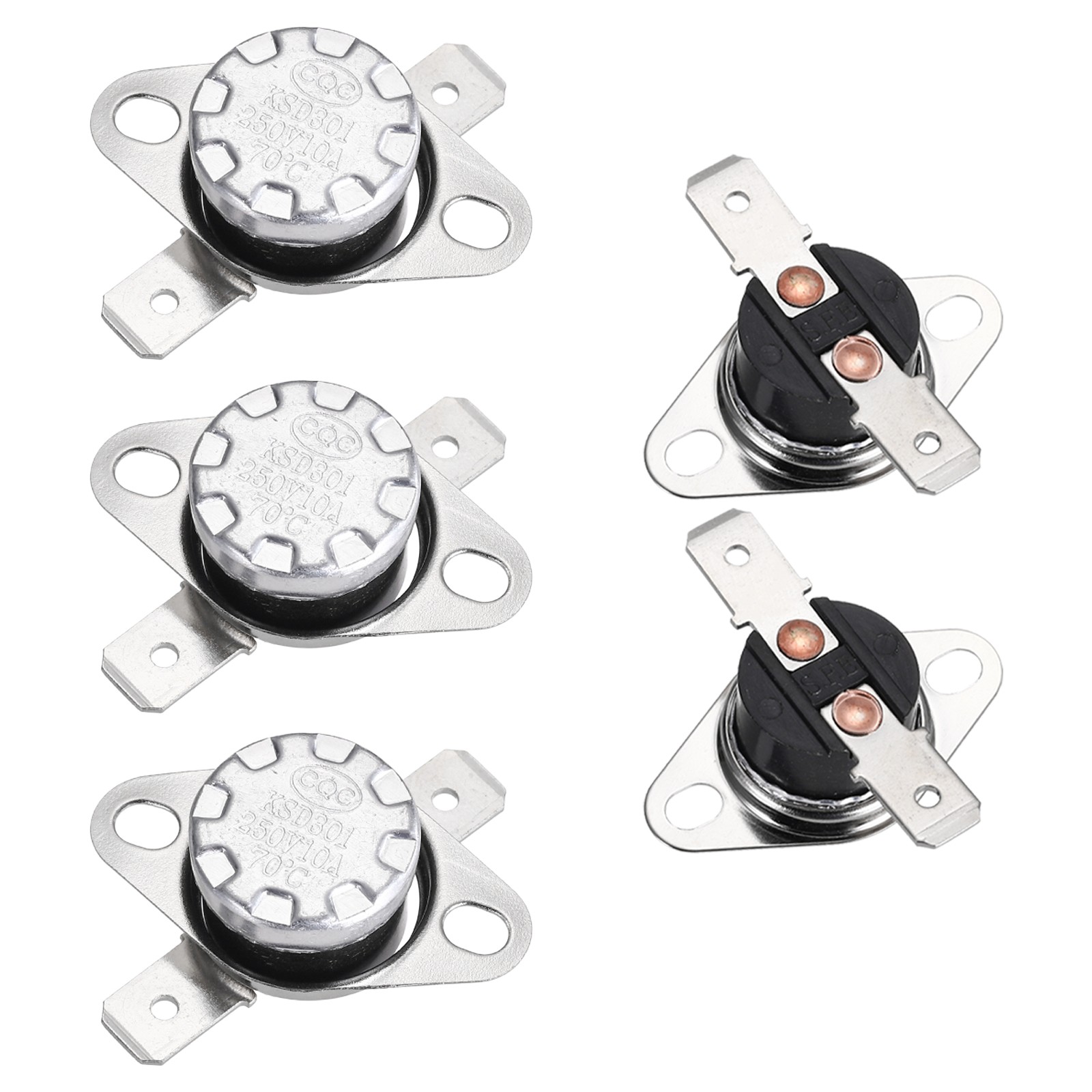 5PCS Temperature Control Switch Thermostats KSD301 70°C 10A N.C 6.3mm Pin