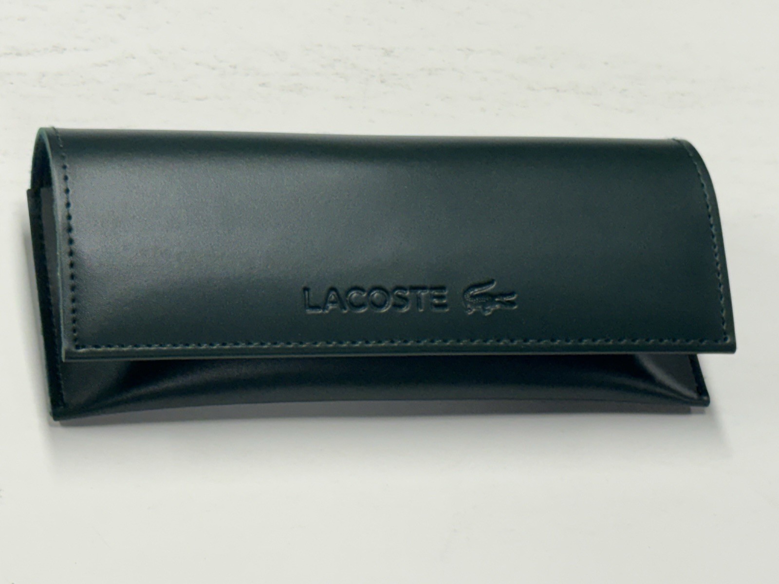 Lacoste Semi Hard Eyeglass Case Standard Size Green Push Button Closure New