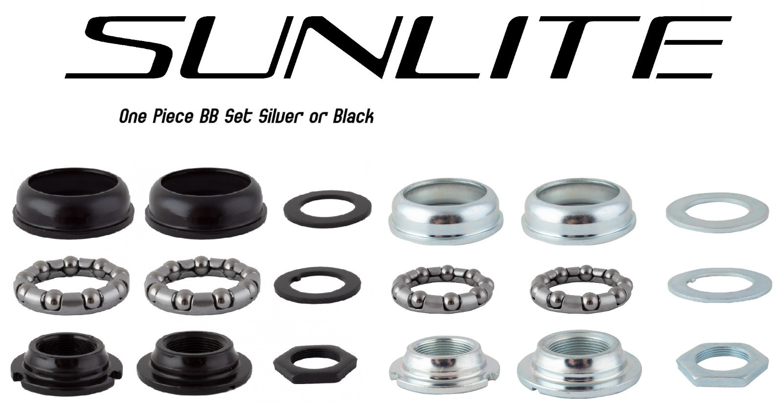 American Bottom Bracket Cup Set BB-24TPI-for one piece crank Black or Chrome