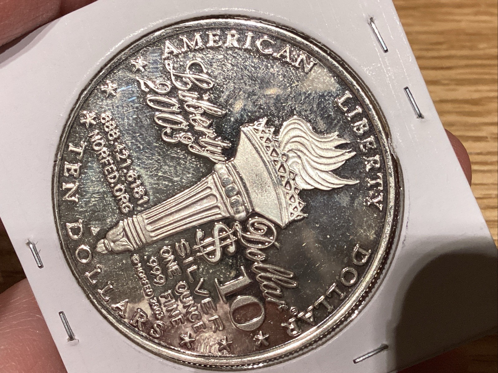 Norfed 1 Oz Silver 2003 $10 Large E Long Hair (2 Available)