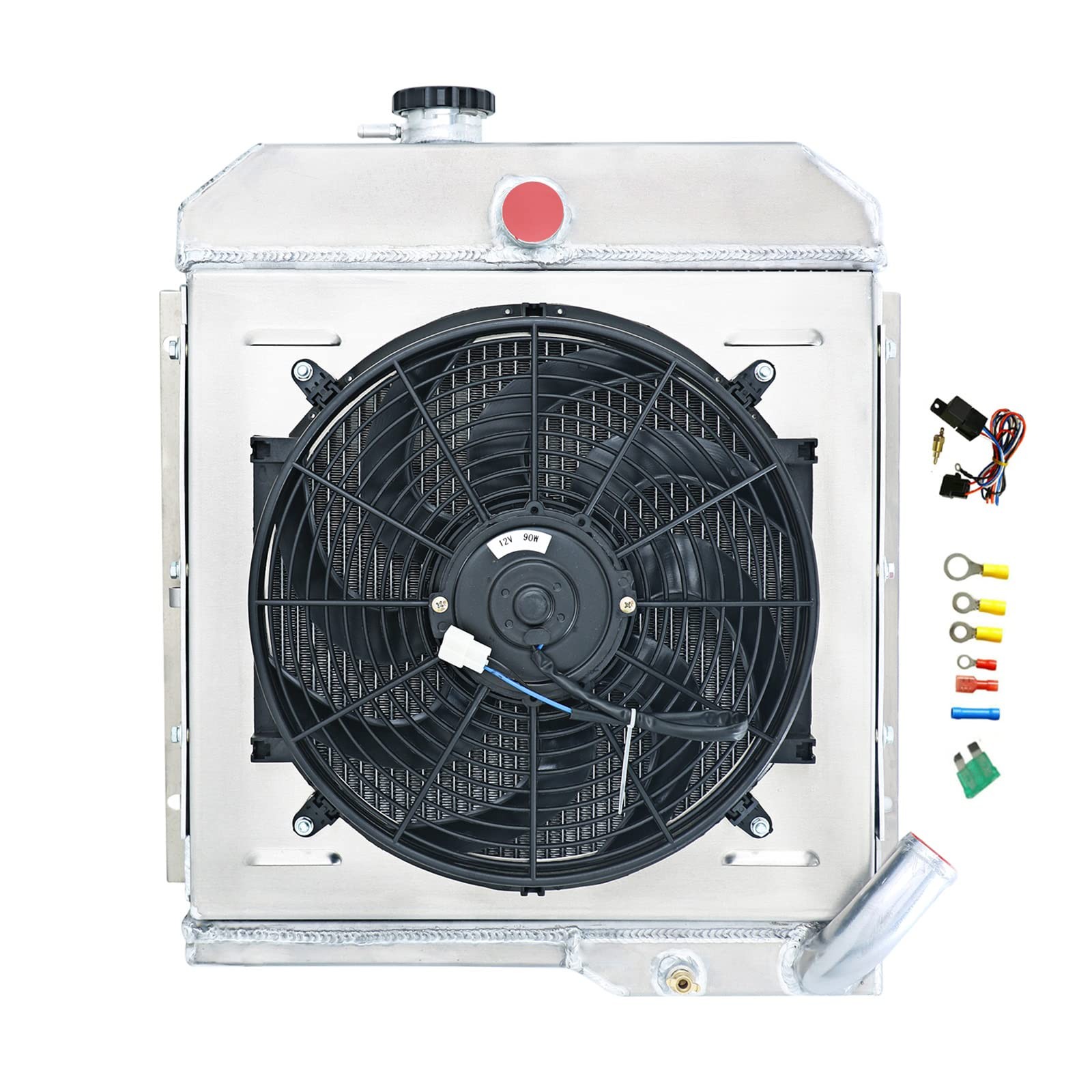 3 Row Aluminum Radiator Shroud Fan Kit 65-68 for Jeep CJ5 CJ6 DJ5 DJ6 3.7L
