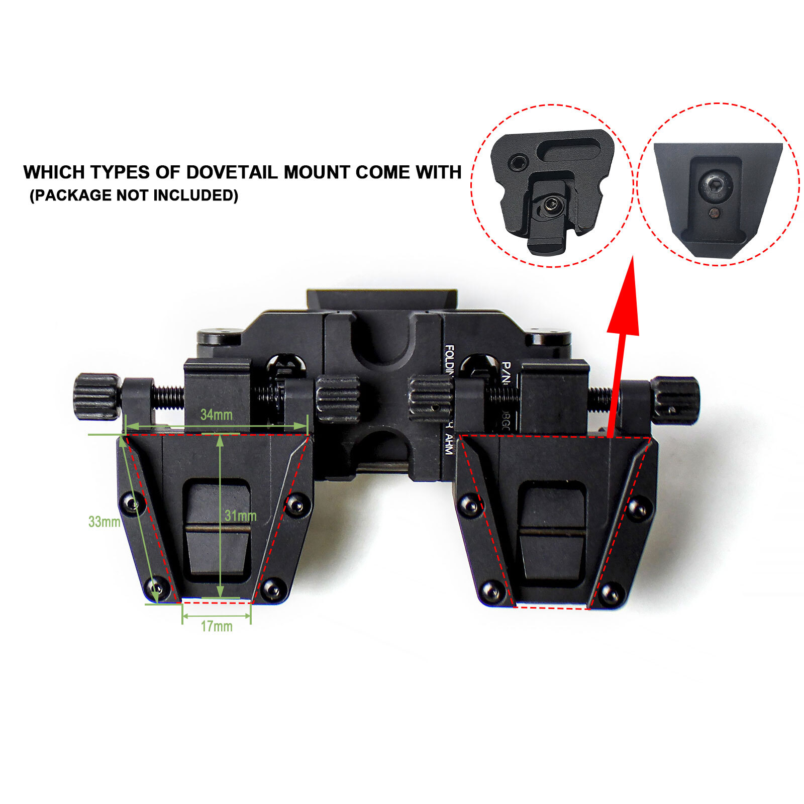 CNC Metal Modular Dual Binocular Bridge Helmet Night Vision NVG Dovetail Mount