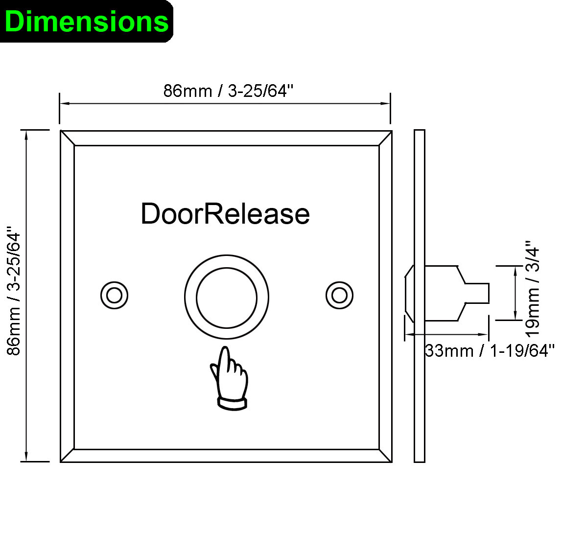 Door Open Release Exit Button NO/COM for Access Control System Aluminum Alloy